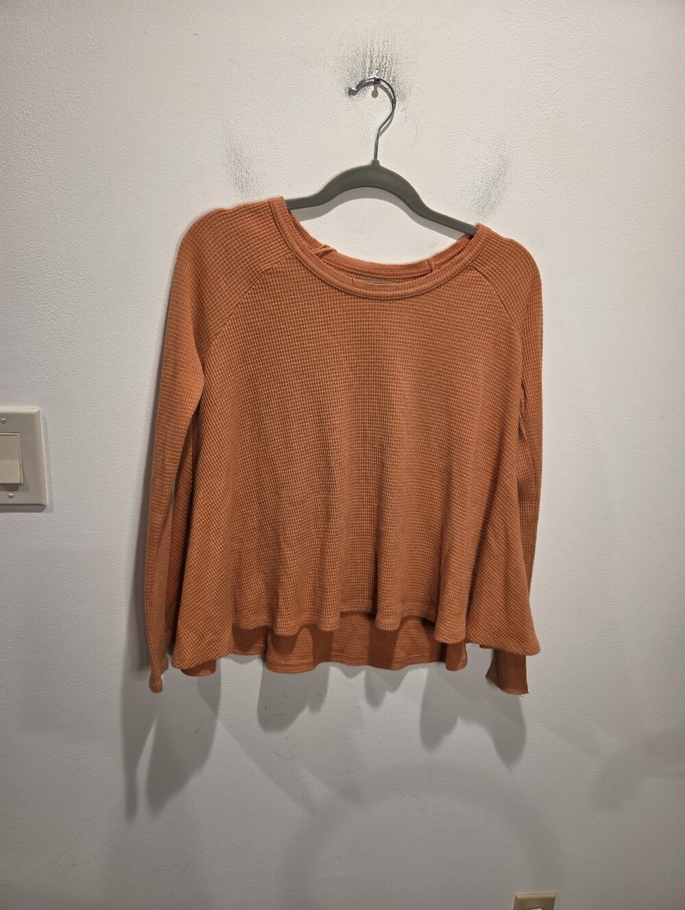 We The Free Size Xs Trapeze Swing Burnt Orange Thermal Slouchy Top